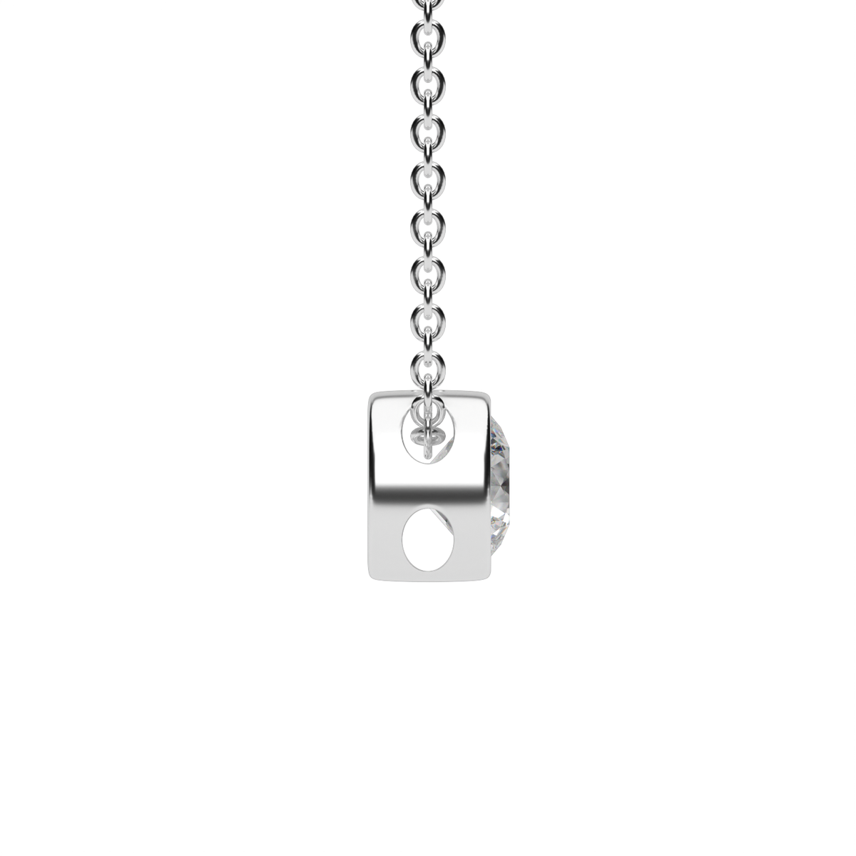 Sleek Solitaire Bezel Pendant — 14K White Gold / Lab Diamond (image)