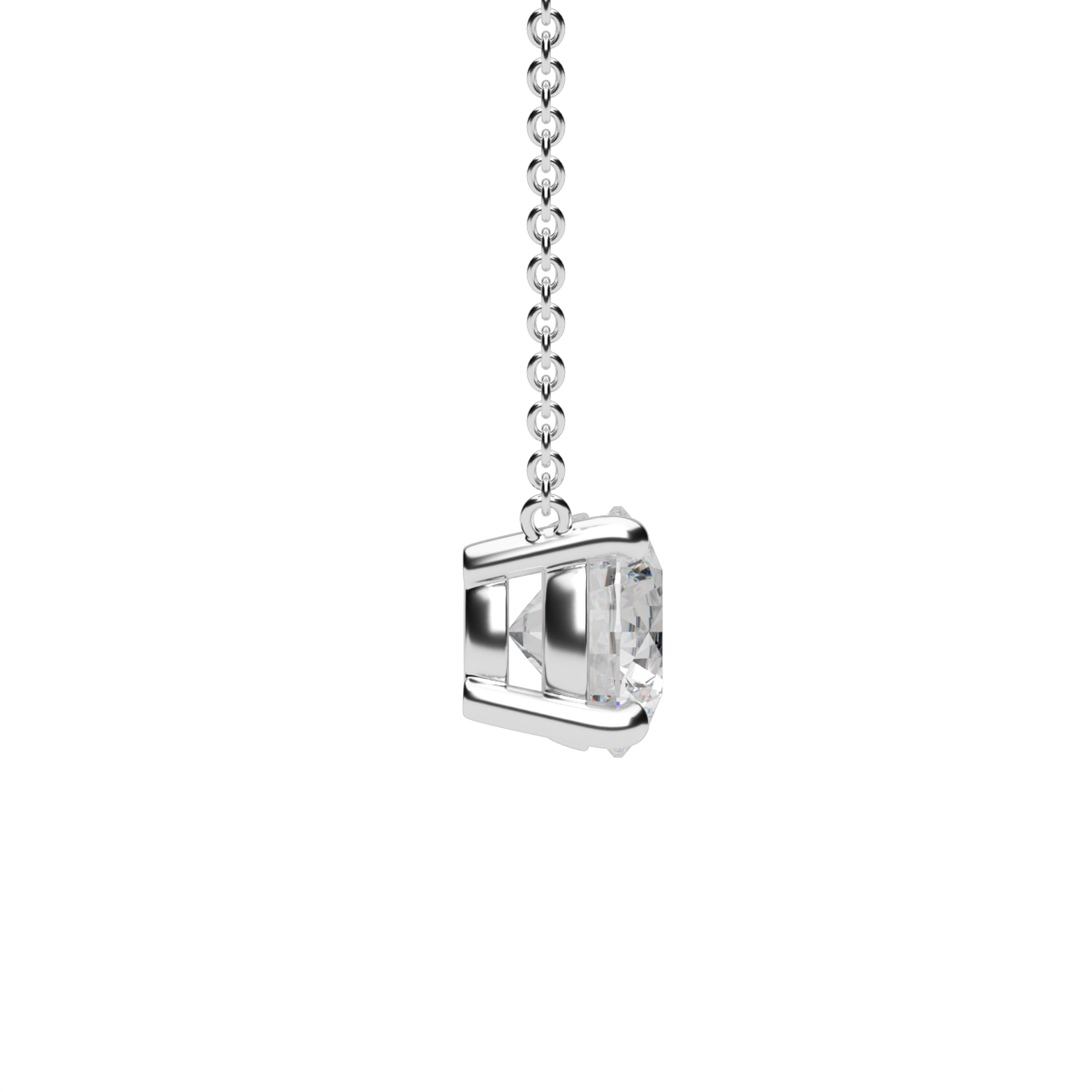Four Prong Basket Solitaire Diamond Pendant — 14K White Gold / Lab Diamond (image)