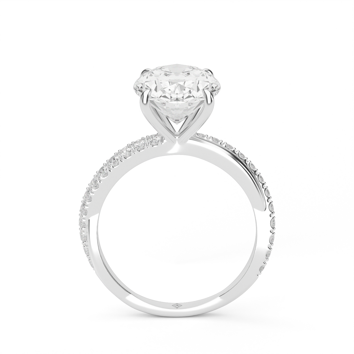 Pavé Shank Engagement Ring — 14K White Gold / Oval / Lab Diamond (image)