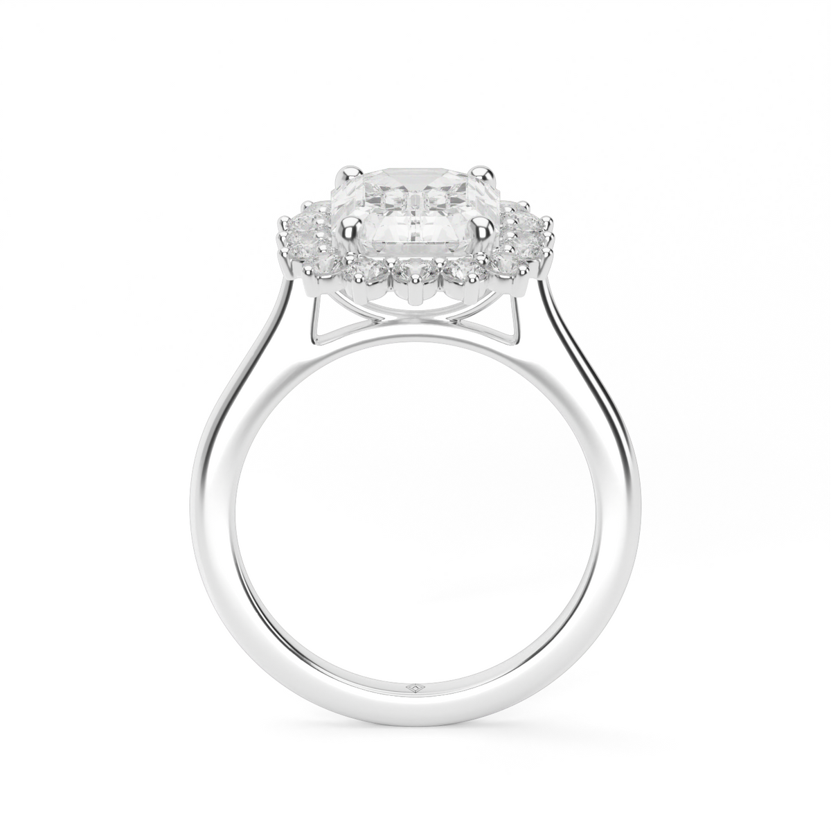 Flower Engagement Ring — 14K White Gold / Emerald / Lab Diamond (image)