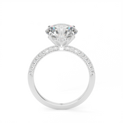 White Gold Round Shape Diamond Pave Engagement Ring With Shared Prong Setting