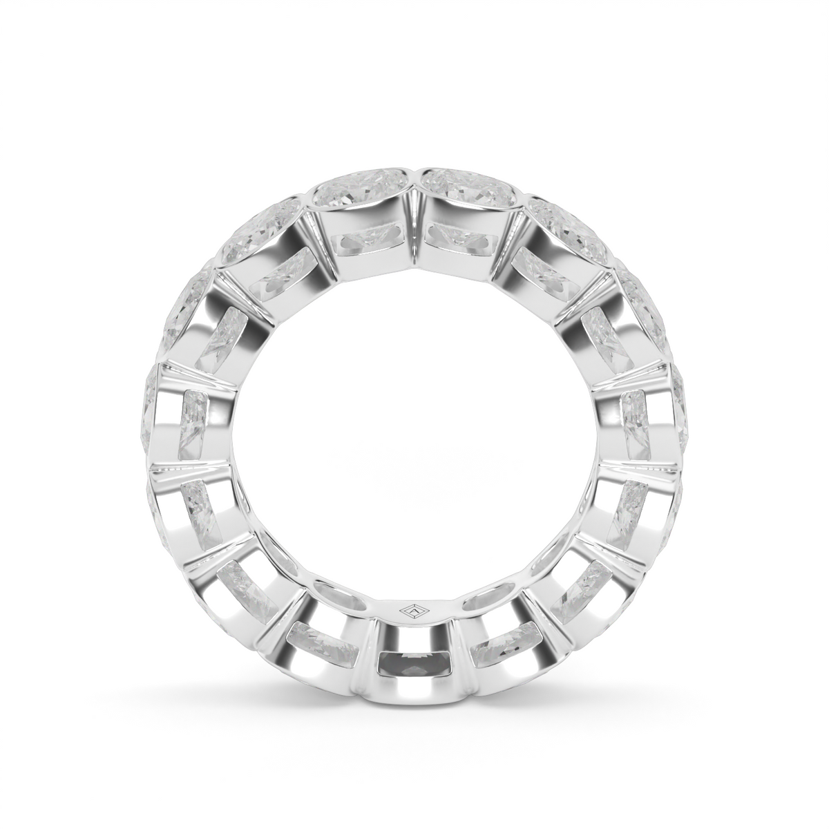 Cushion Cut Bezel Eternity Ring — 14K White Gold / 6 / Lab Diamond (image)