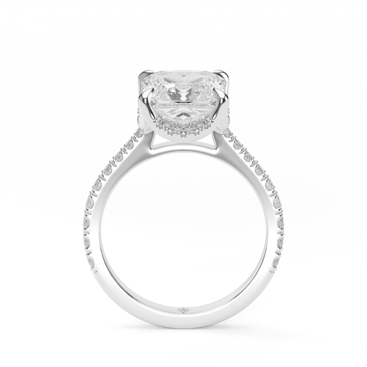 Hidden Halo Crown Engagement Ring — 14K White Gold / Princess / Lab Diamond (image)