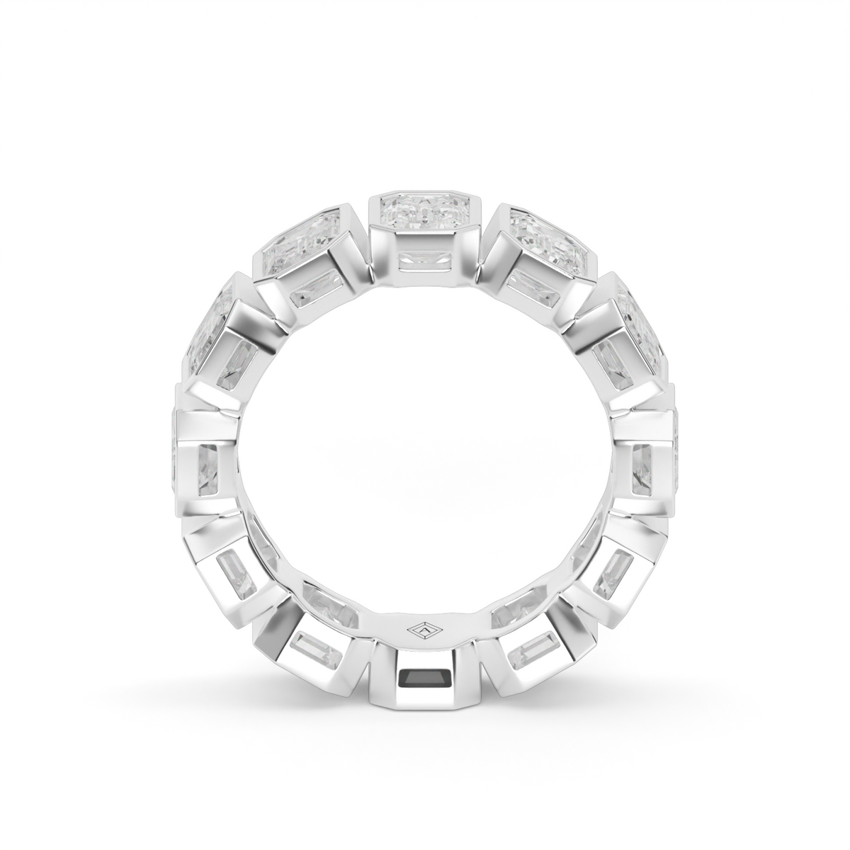 Emerald Cut Bezel Eternity Ring — 14K White Gold / 6 / Lab Diamond (image)