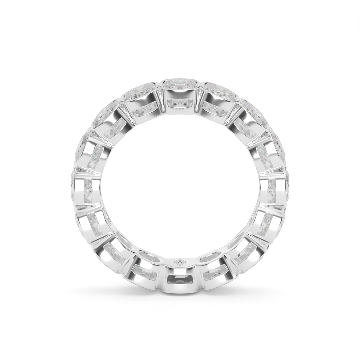 Cushion Cut Bezel Eternity Ring — 14K White Gold / 4 / Lab Diamond (image)