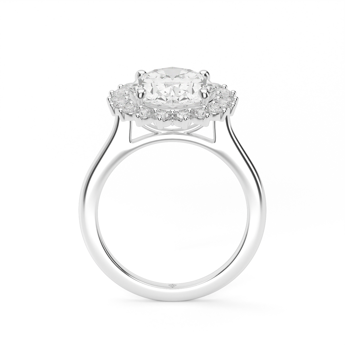 Flower Engagement Ring — 14K White Gold / Oval / Lab Diamond (image)