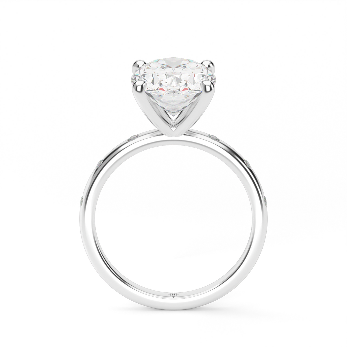 Modern Burnish-set Diamond Engagement Ring — 14K White Gold / Oval / Lab Diamond (image)