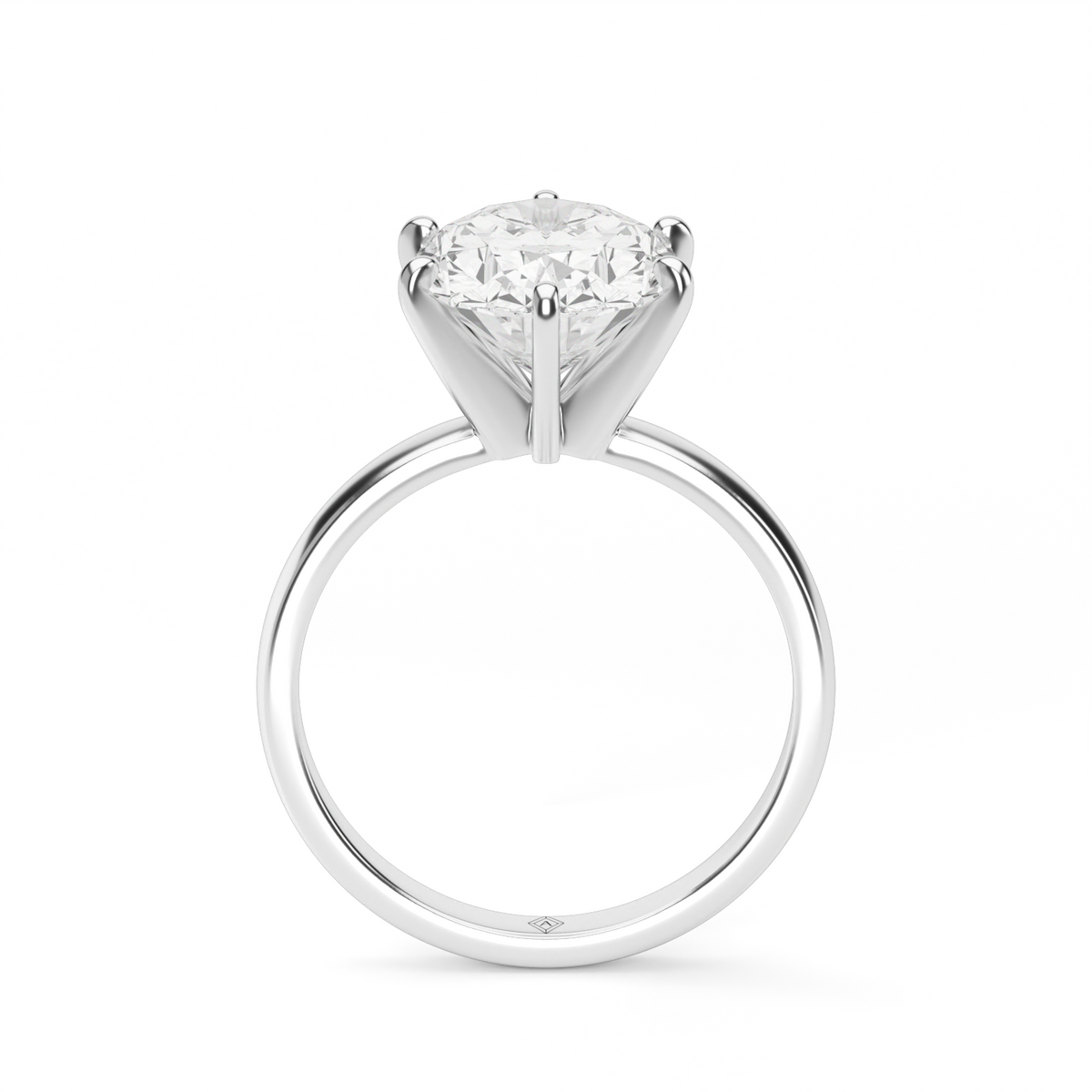 Comfort Fit Solitaire Engagement Ring (Six Prong) — 14K White Gold / Oval (image)