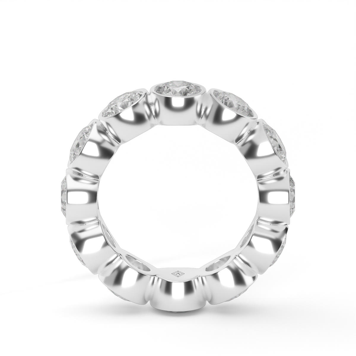 Round Bezel Diamond Eternity Ring — 14K White Gold / 6 / Lab Diamond (image)