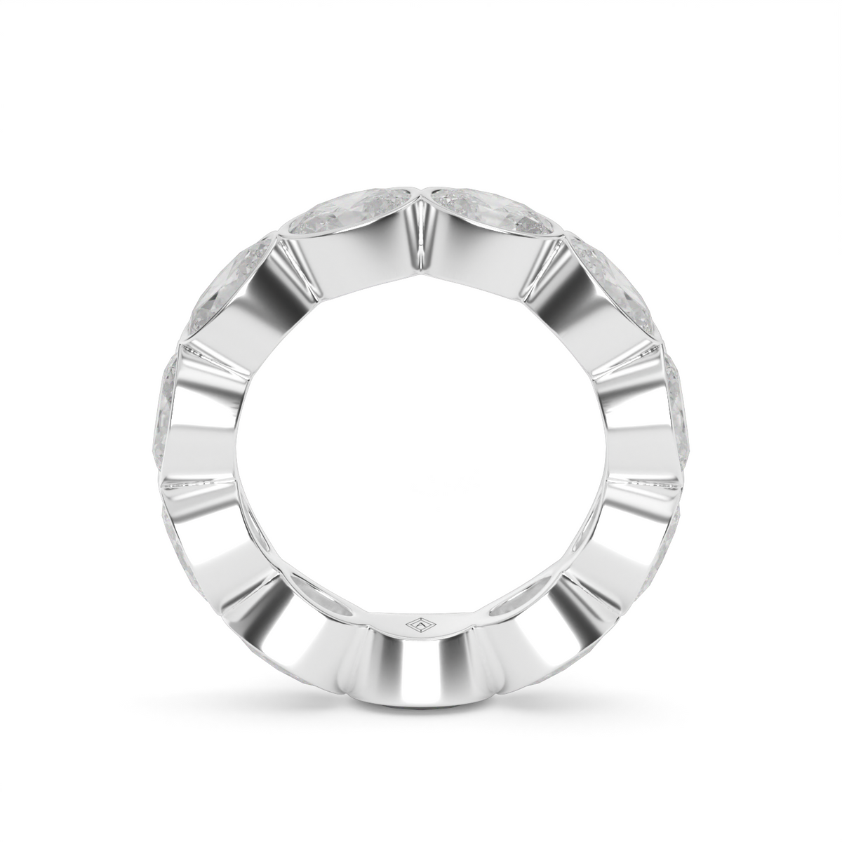East-West Bezel Oval Cut Eternity Ring — 14K White Gold / 4 / Lab Diamond (image)