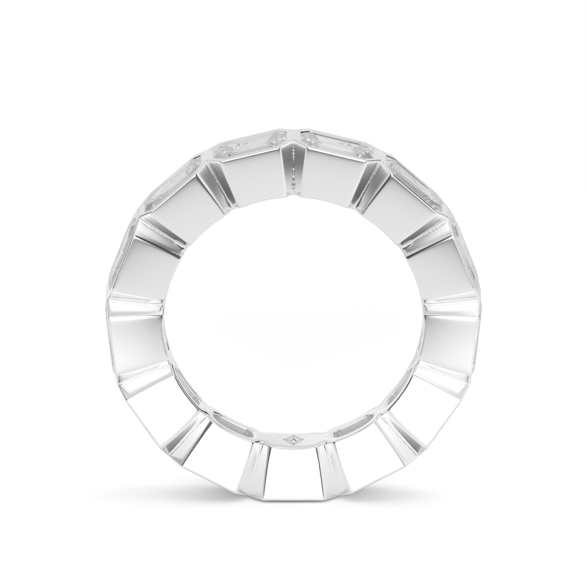 East-West Bezel Emerald Cut Eternity Ring — 14K White Gold / 4 / Lab Diamond (image)