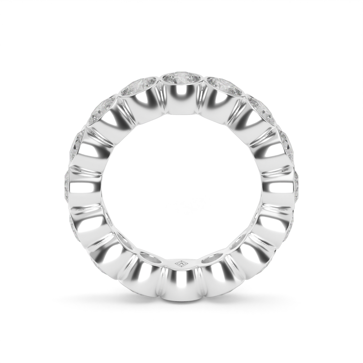 Round Bezel Diamond Eternity Ring — 14K White Gold / 4 / Lab Diamond (image)