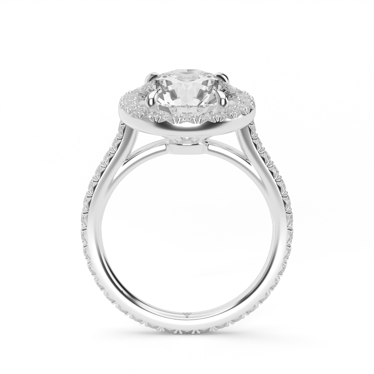 French Cut Engagement Ring — 14K White Gold / Round / Lab Diamond (image)