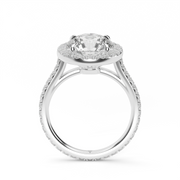 White Gold Round Shape Diamond Halo Eternity Engagement Rind With French Cut Setting