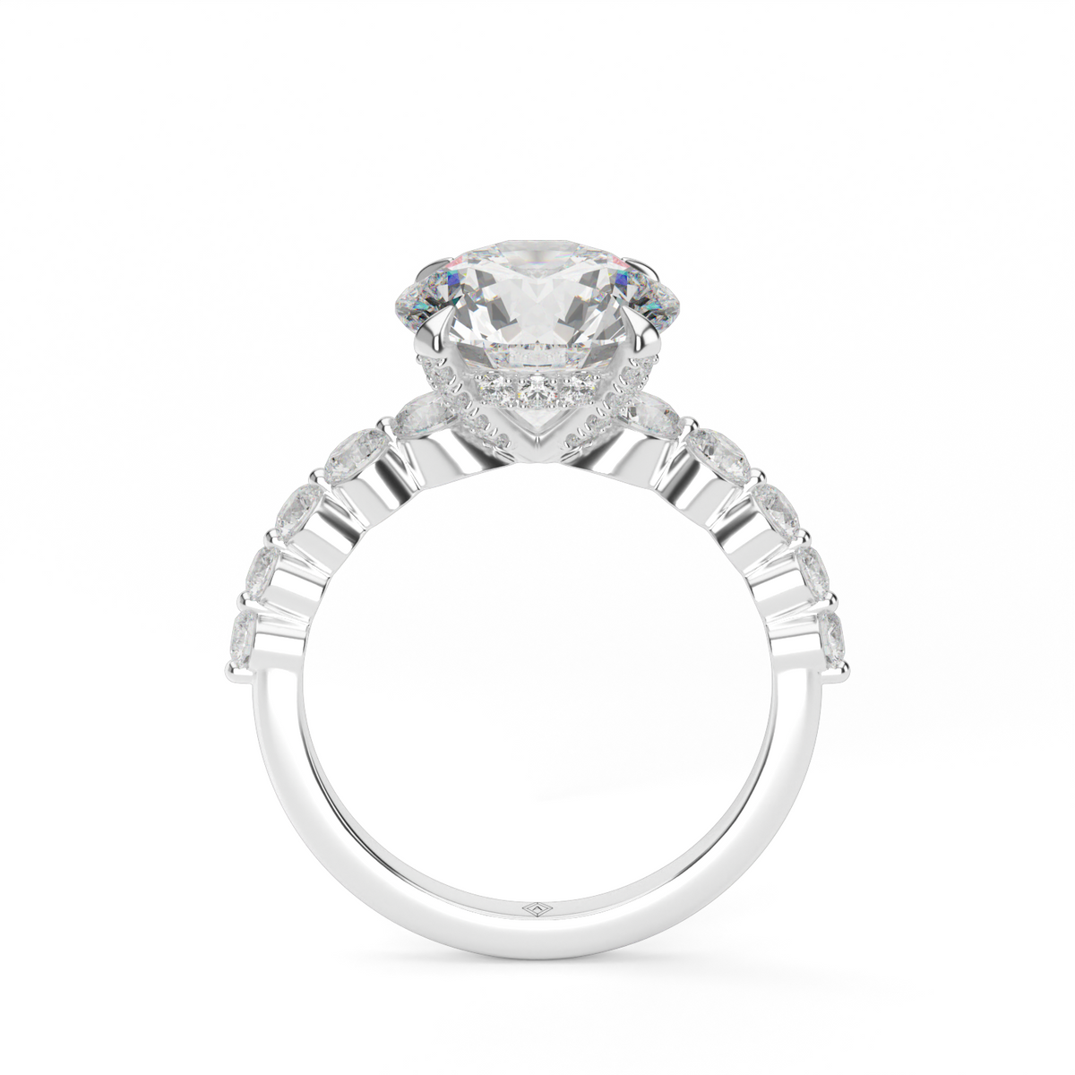 Emily Hidden Halo Engagement Ring — 14K White Gold / Round / Lab Diamond (image)
