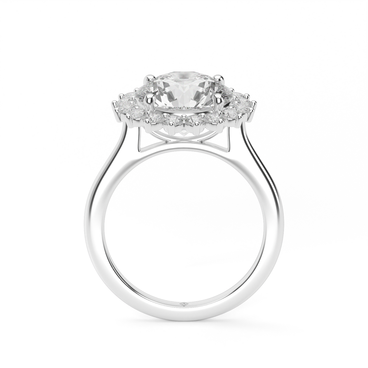 Flower Engagement Ring — 14K White Gold / Round / Lab Diamond (image)