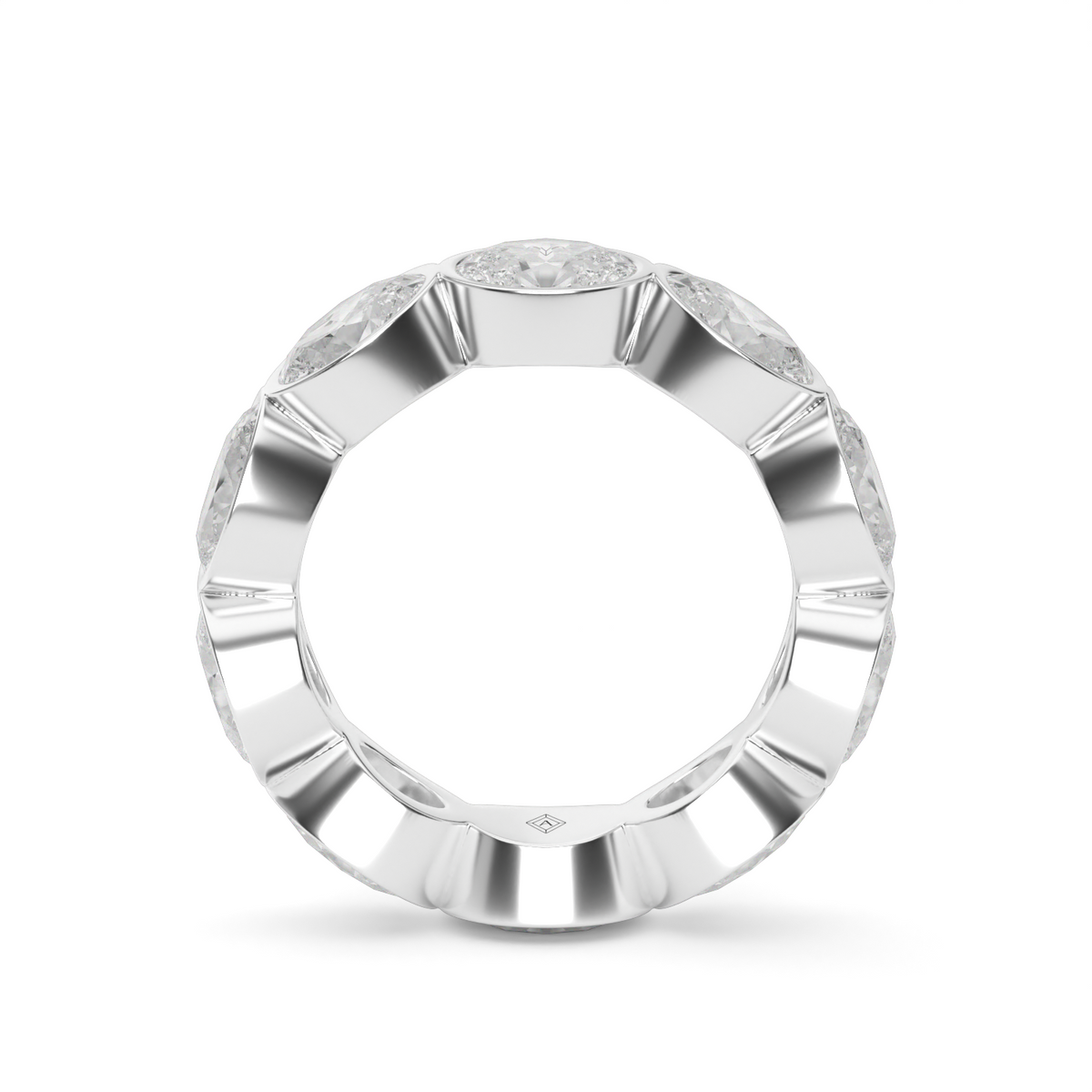 East-West Bezel Oval Cut Eternity Ring — 14K White Gold / 5 / Lab Diamond (image)