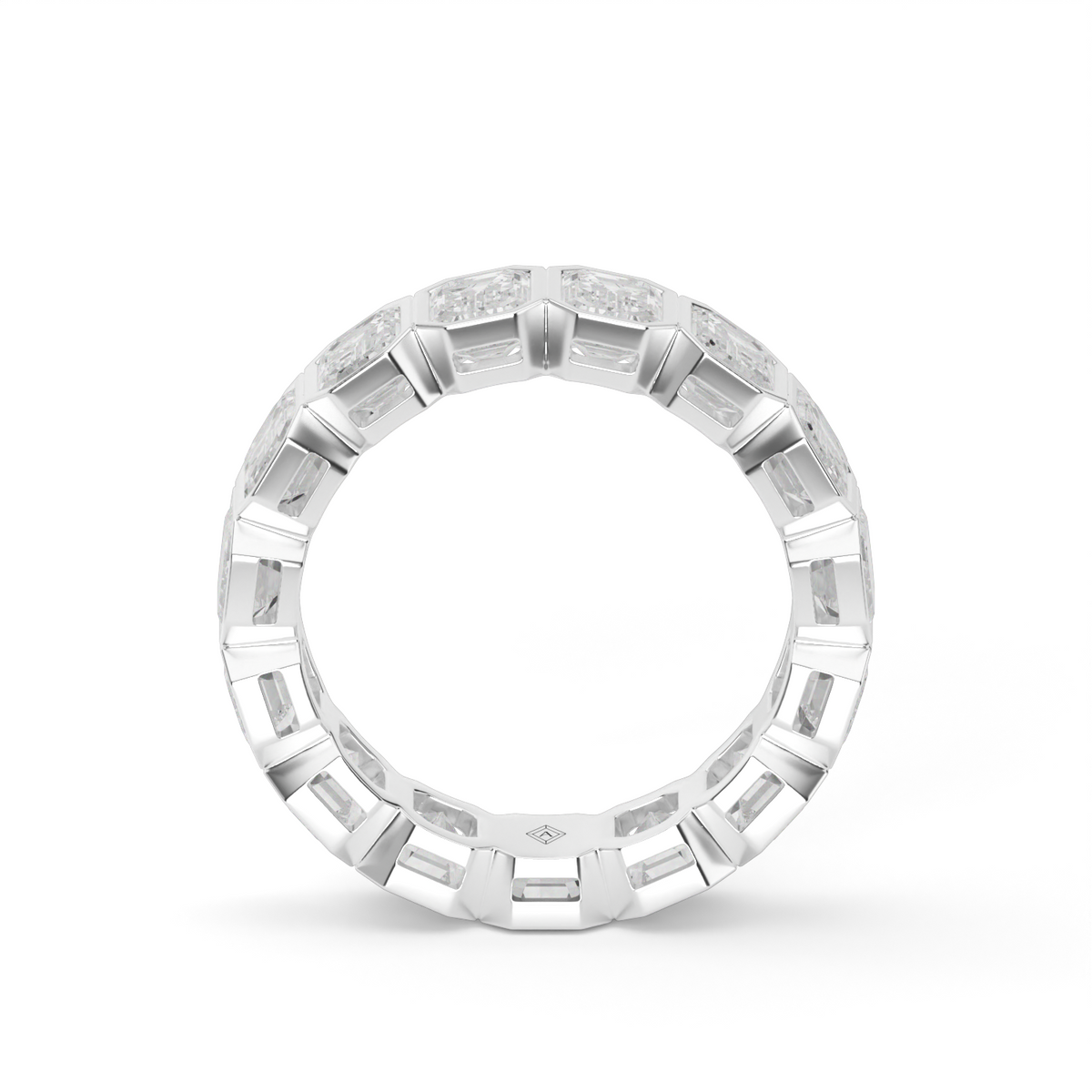7 Carat Emerald Bezel Eternity Ring — 14K White Gold / Lab Diamond (image)