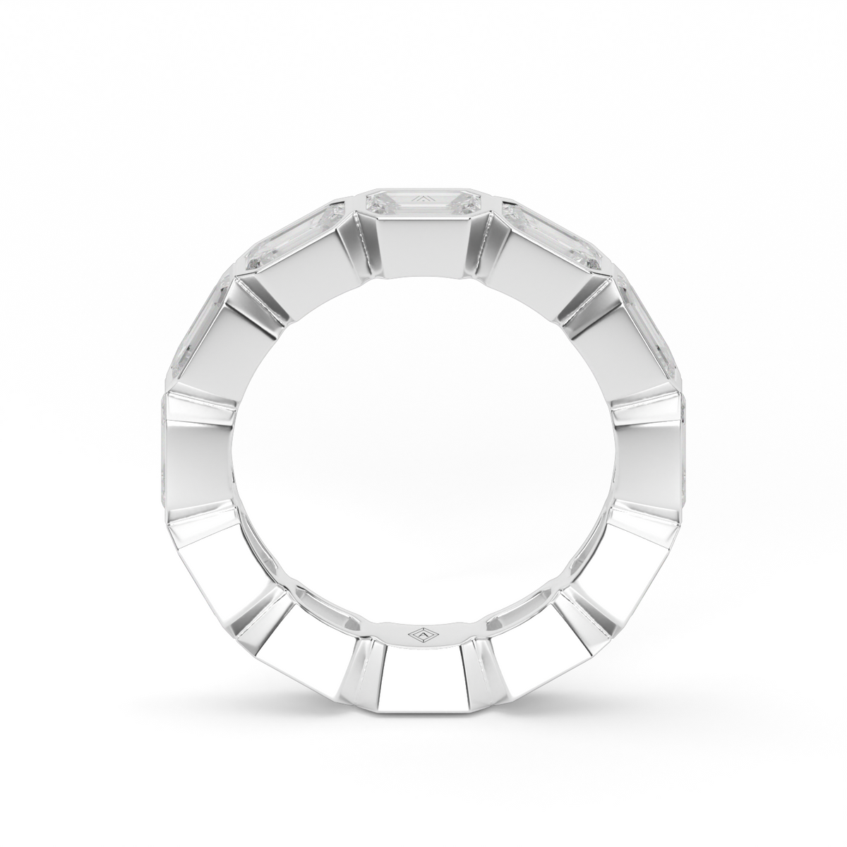 East-West Bezel Emerald Cut Eternity Ring — 14K White Gold / 6 / Lab Diamond (image)