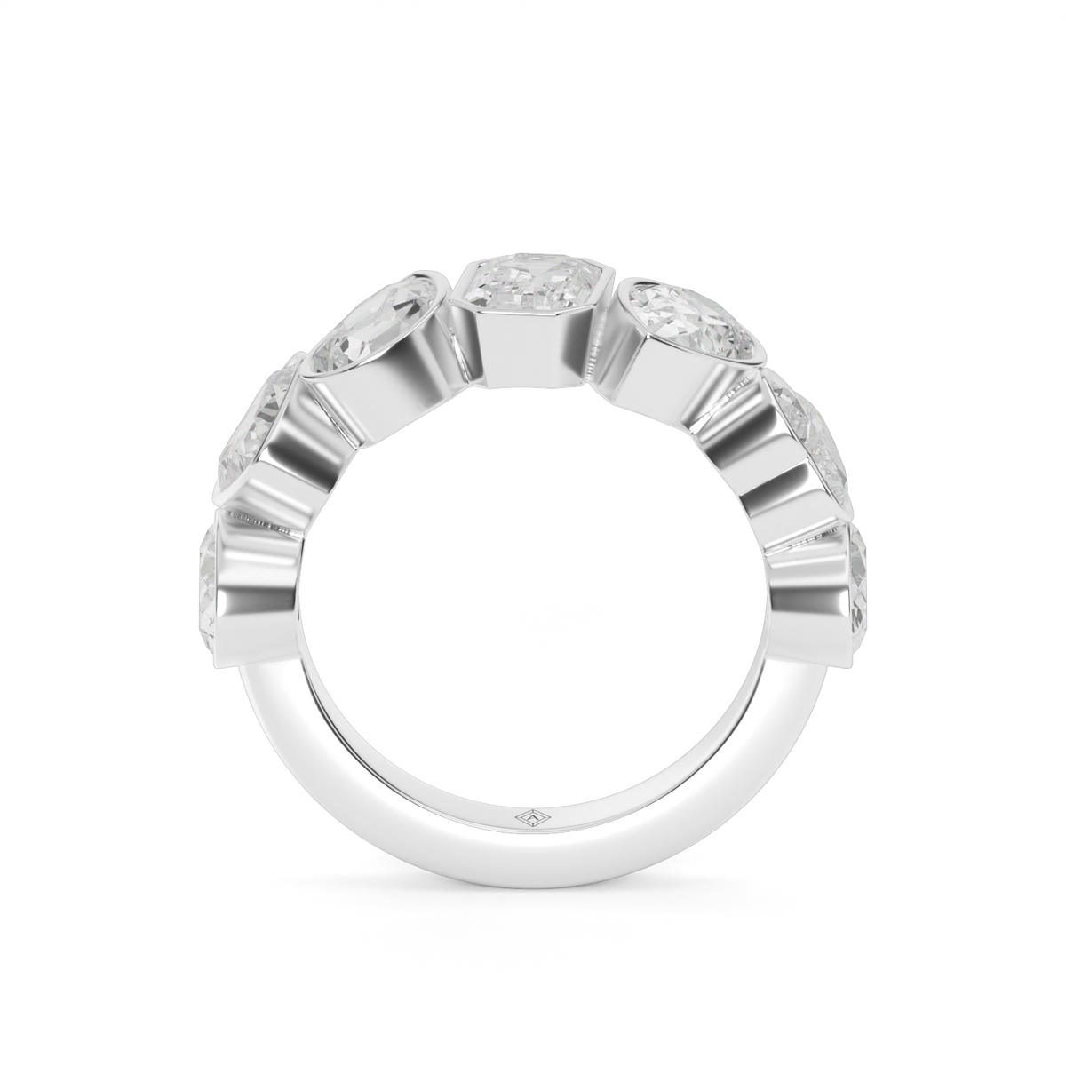 3.5 Carat Mixed Shape Diamond Bezel Anniversary Ring — 14K White Gold / Lab Diamond (image)