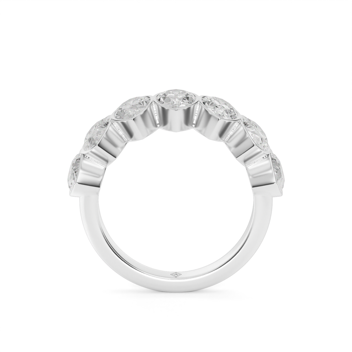 3.5 Carat Seven Stone Bezel Pear  Anniversary Ring — 14K White Gold / Lab Diamond (image)