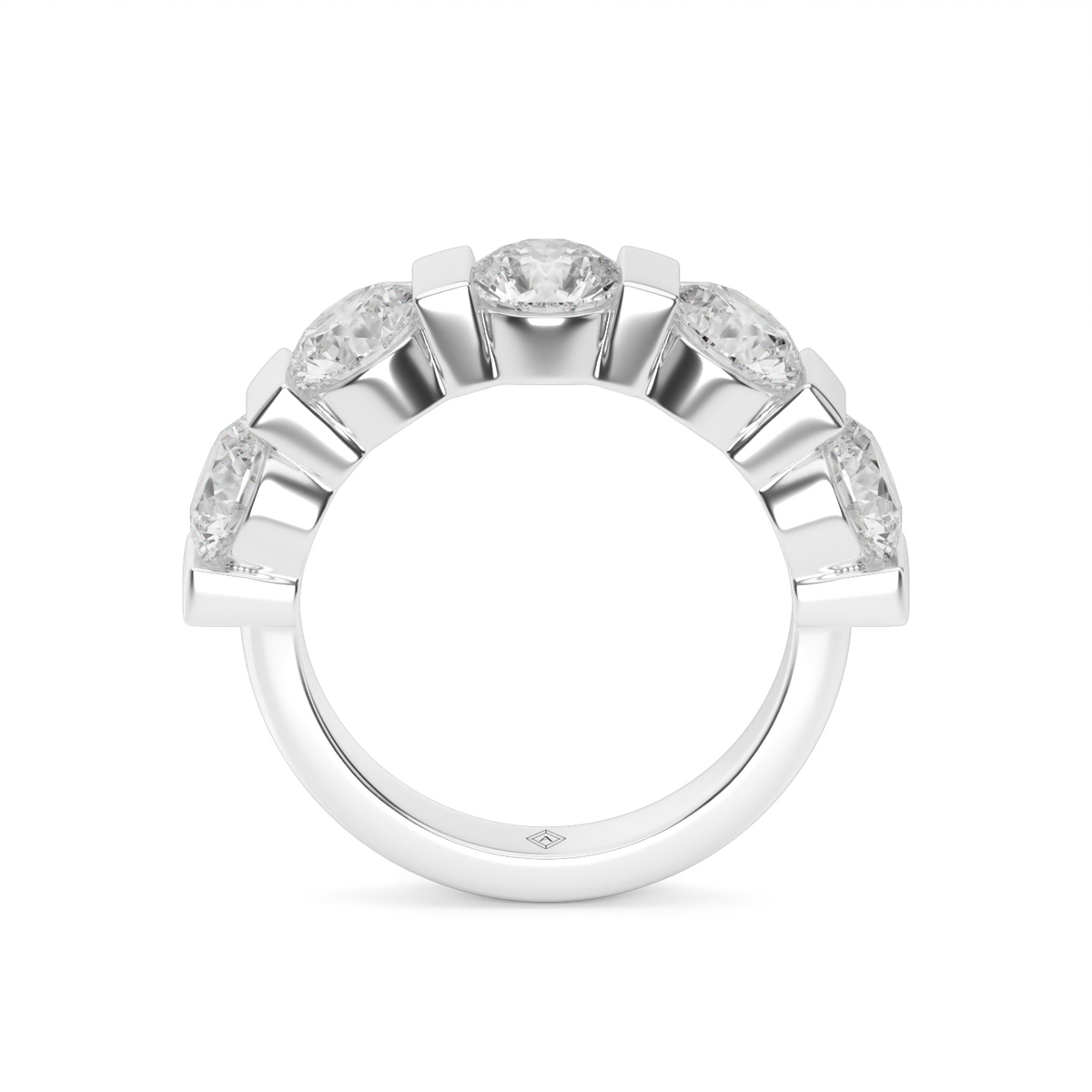2 Carat Bar Set Channel Round Cut Diamond Anniversary Ring — 14K White Gold / Lab Diamond (image)