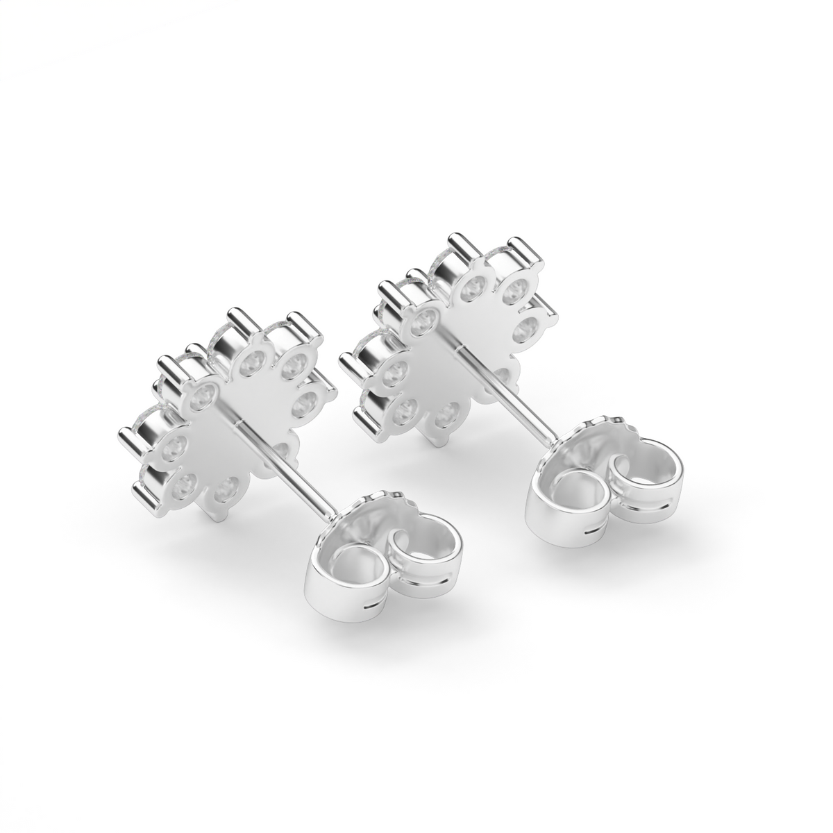 Flower Stud Earrings — 14K White Gold / Lab Diamond (image)
