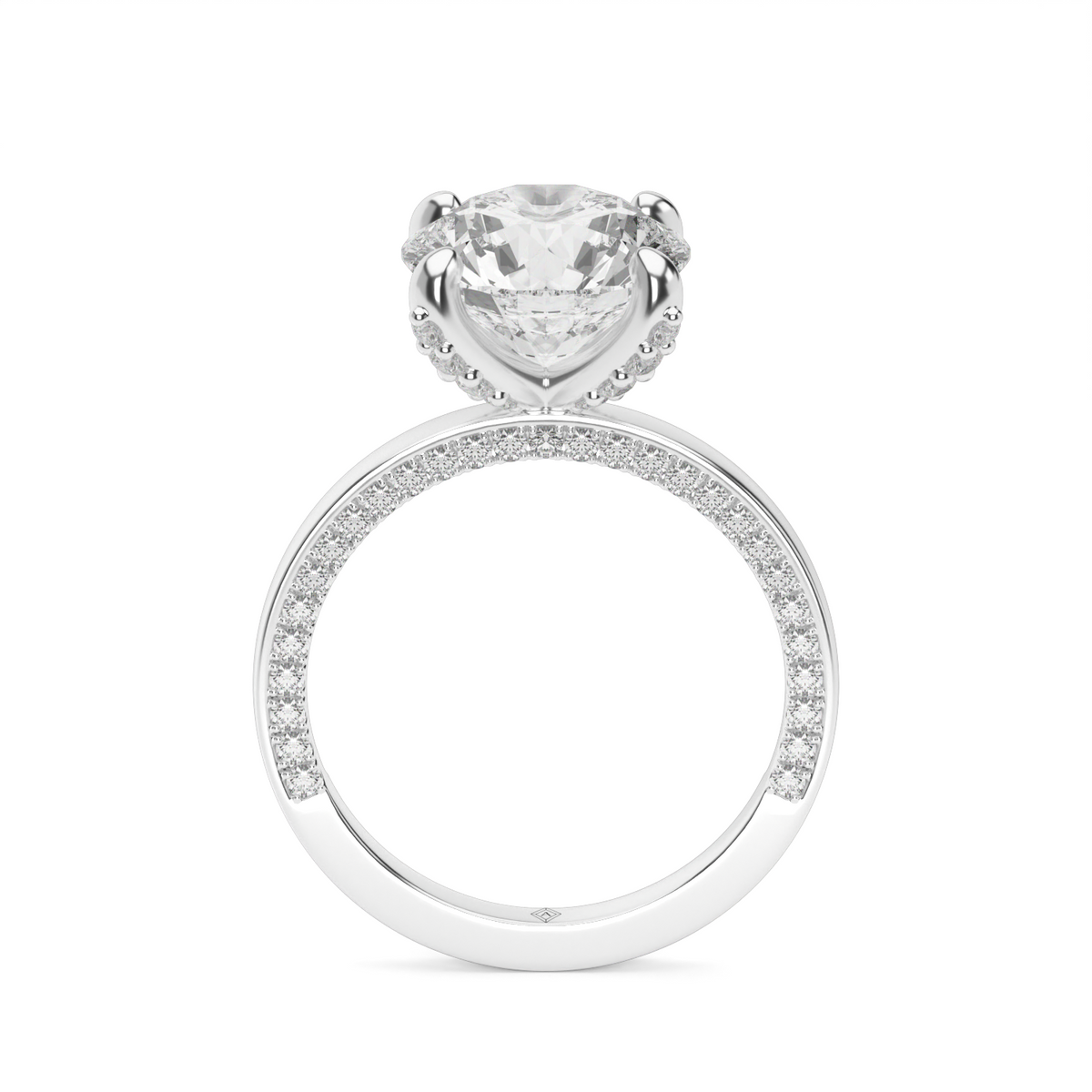 Classic Shared Prong Diamond Engagement Ring — 14K White Gold / Round / Lab Diamond (image)