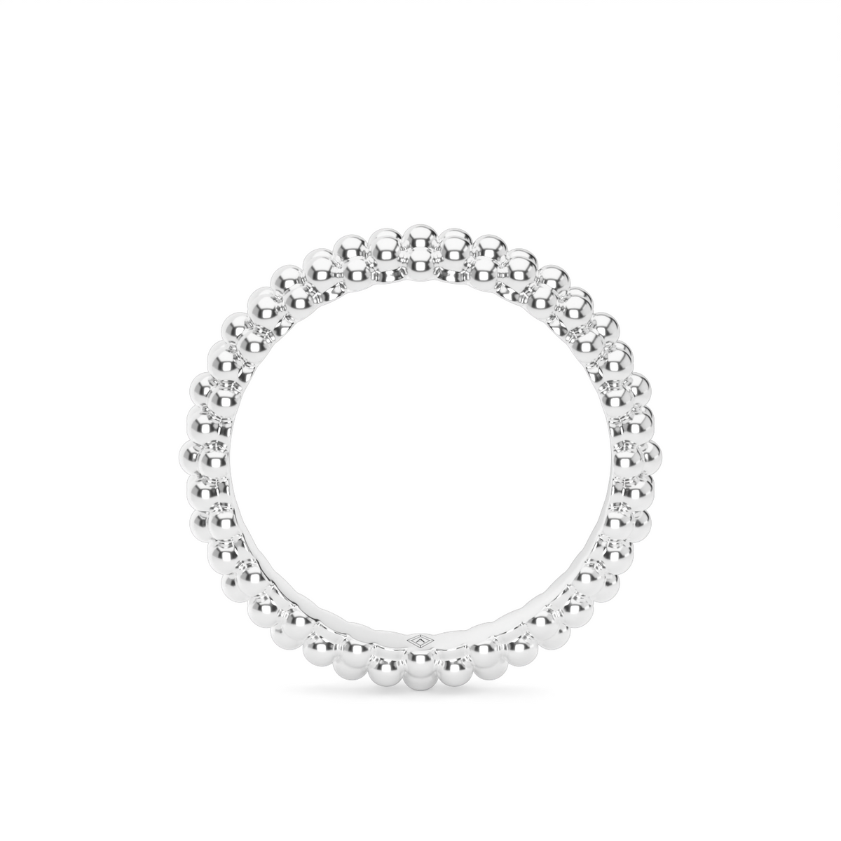 Modern Beaded Wedding Ring — 14K White Gold (image)