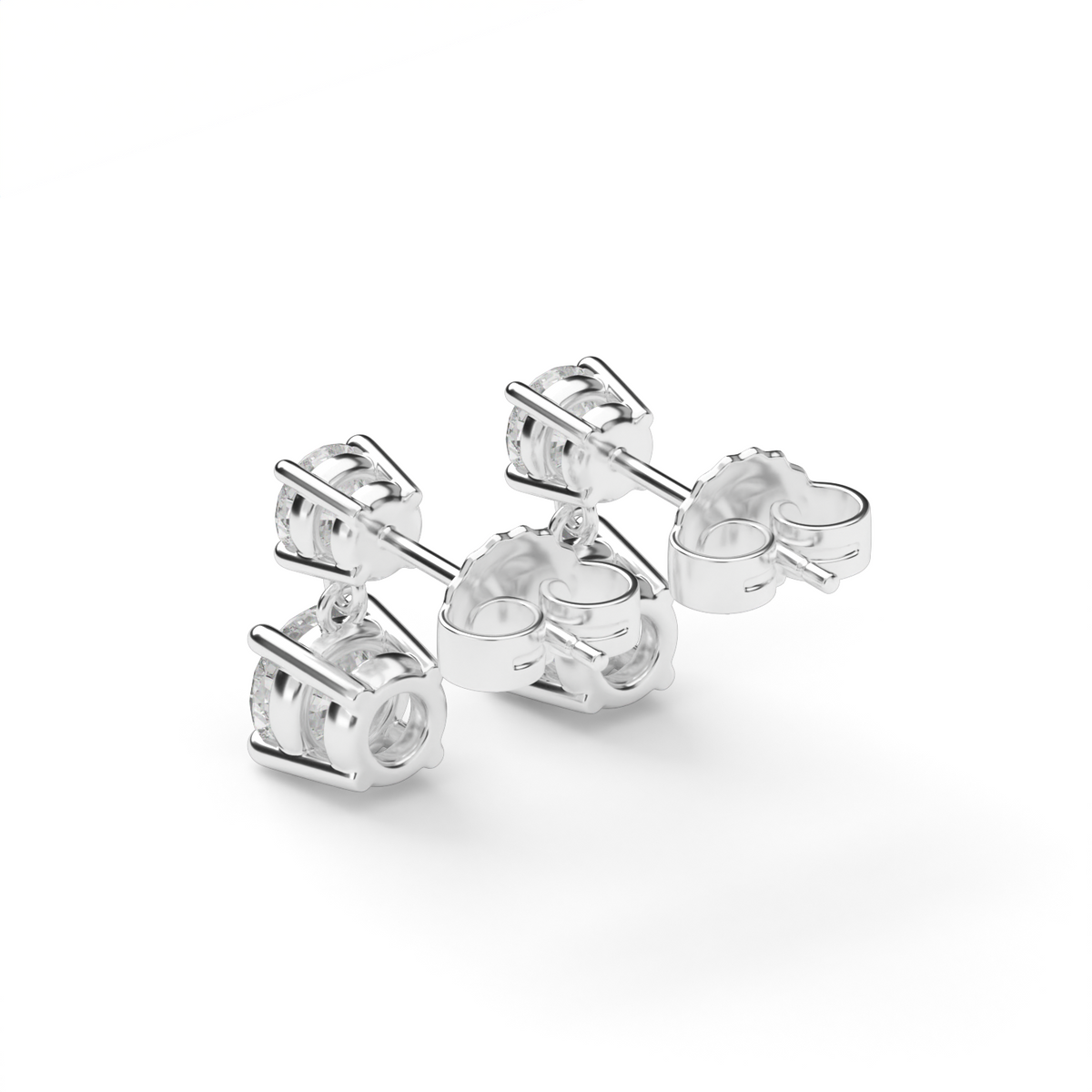 Two-Stone Earrings — 14K White Gold / Lab Diamond (image)