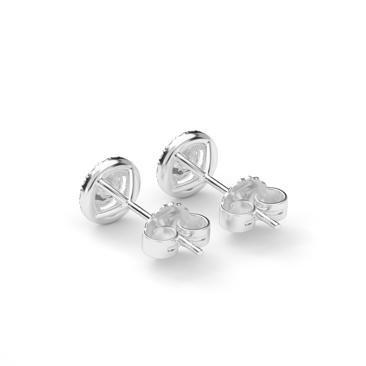 Elegant Halo Diamond Stud Earrings — 14K White Gold / Lab Diamond (image)