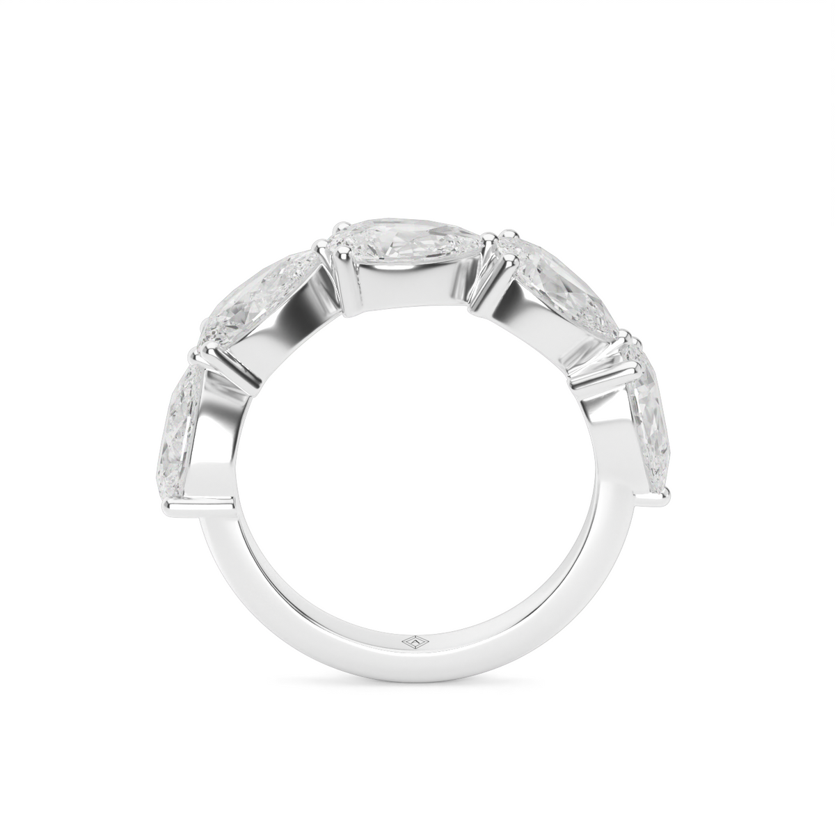 2 Carat East-West Pear Shaped 5-Stone Diamond Anniversary Ring — 14K White Gold / Lab Diamond (image)