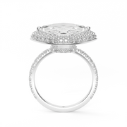 White Gold East-West Pave Marquise Cut Diamond Halo Engagement Ring With Prong Setting