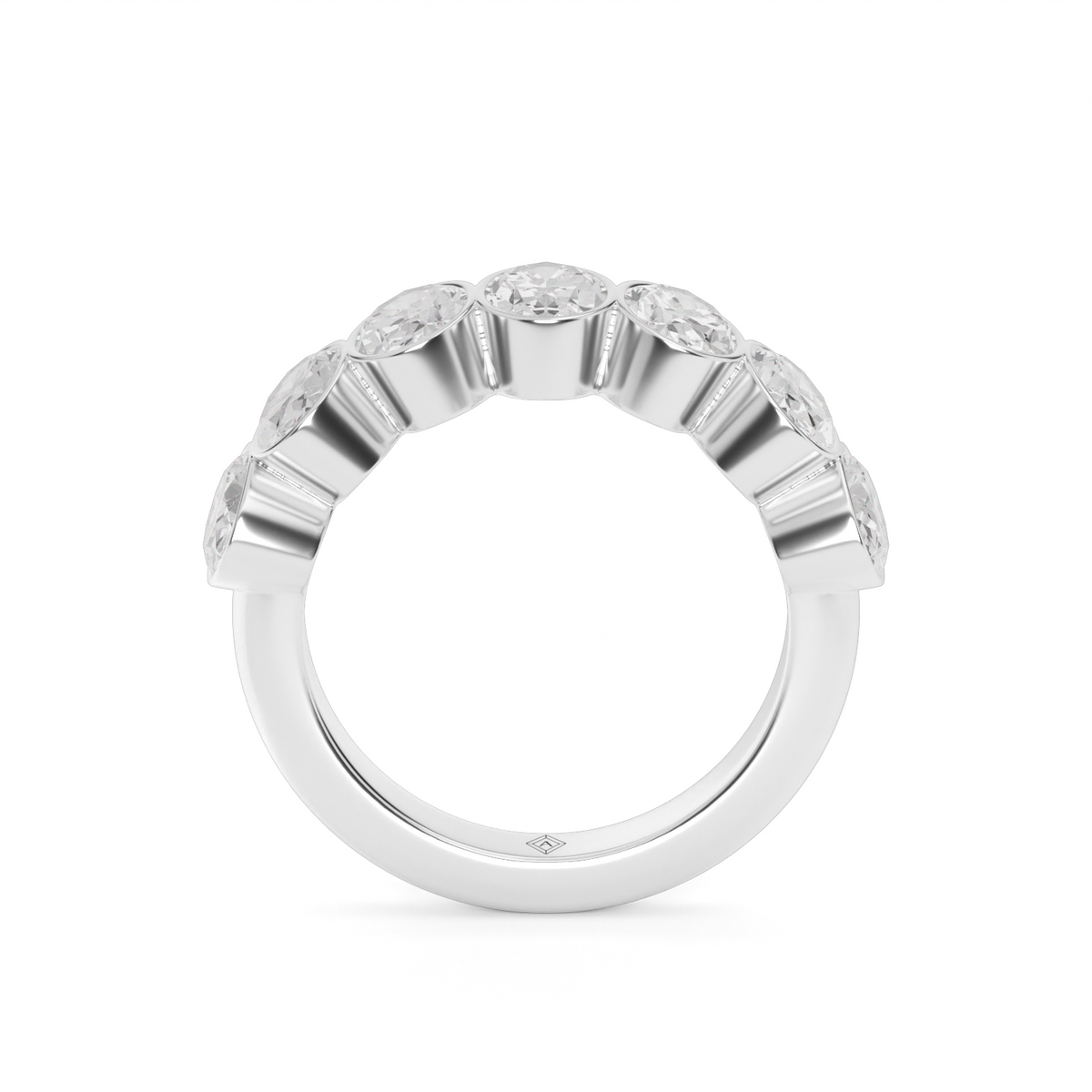 3.5 Carat Seven Stone Bezel Oval  Anniversary Ring — 14K White Gold / Lab Diamond (image)