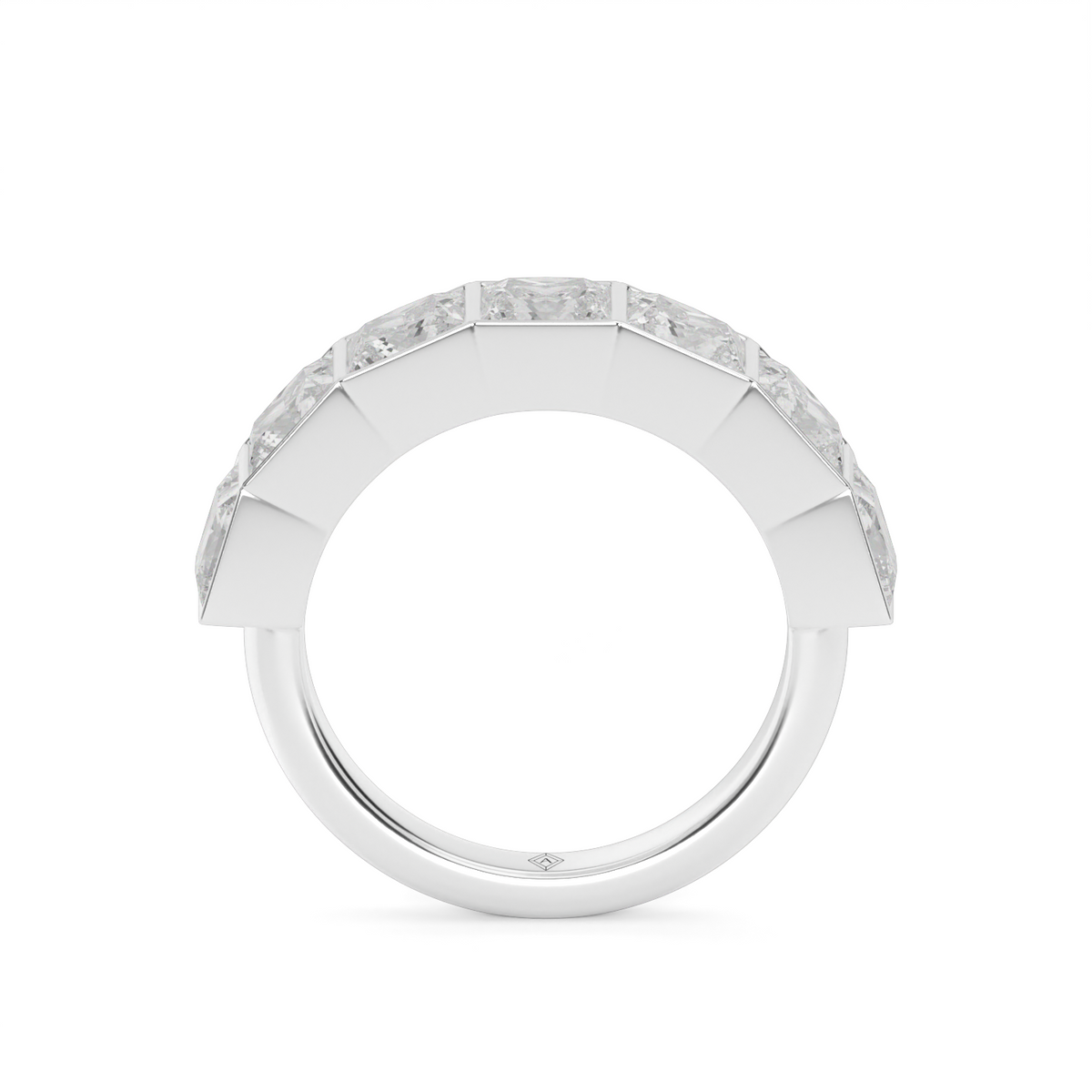 3.5 Carat Seven Stone Bezel Princess Cut  Anniversary Ring — 14K White Gold / Lab Diamond (image)