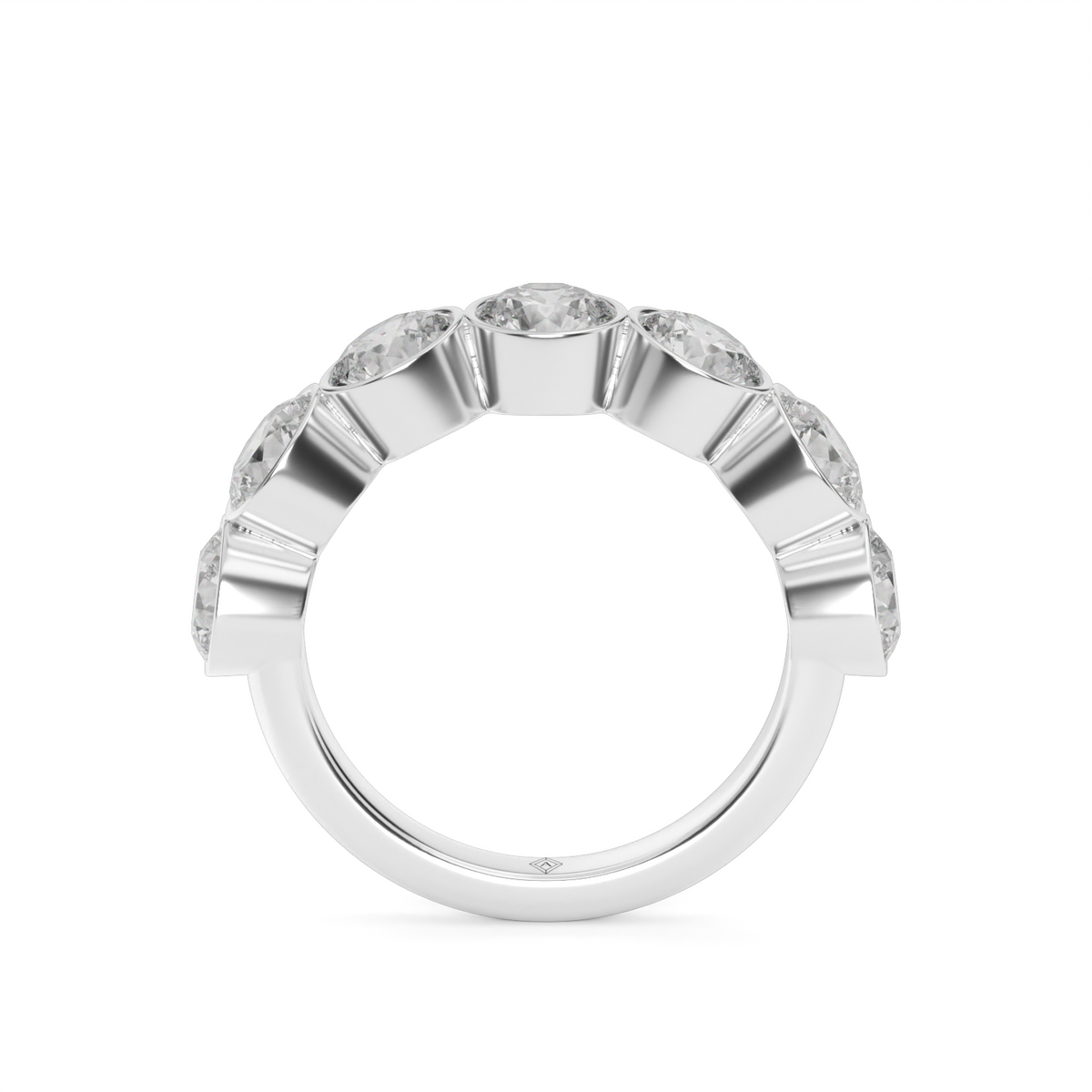 3.5 Carat Seven Stone Bezel Round  Anniversary Ring — 14K White Gold / Lab Diamond (image)