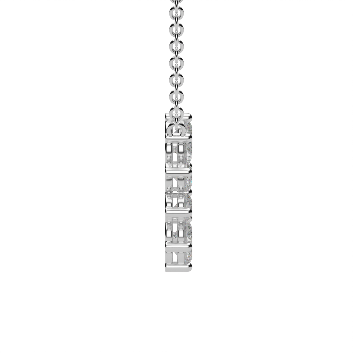 Sunflower Style Round Diamond Pendant — 14K White Gold / Lab Diamond (image)