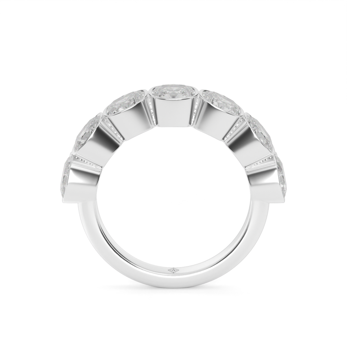 3.5 Carat Seven Stone Bezel Cushion  Anniversary Ring — 14K White Gold / Lab Diamond (image)