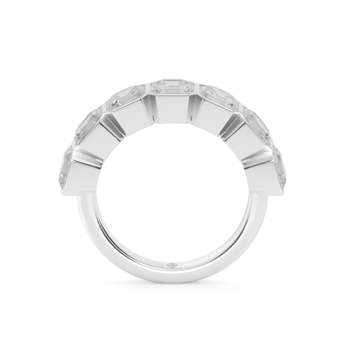 3.5 Carat Seven Stone Bezel Asscher Cut Diamond Anniversary Ring — 14K White Gold / Lab Diamond (image)