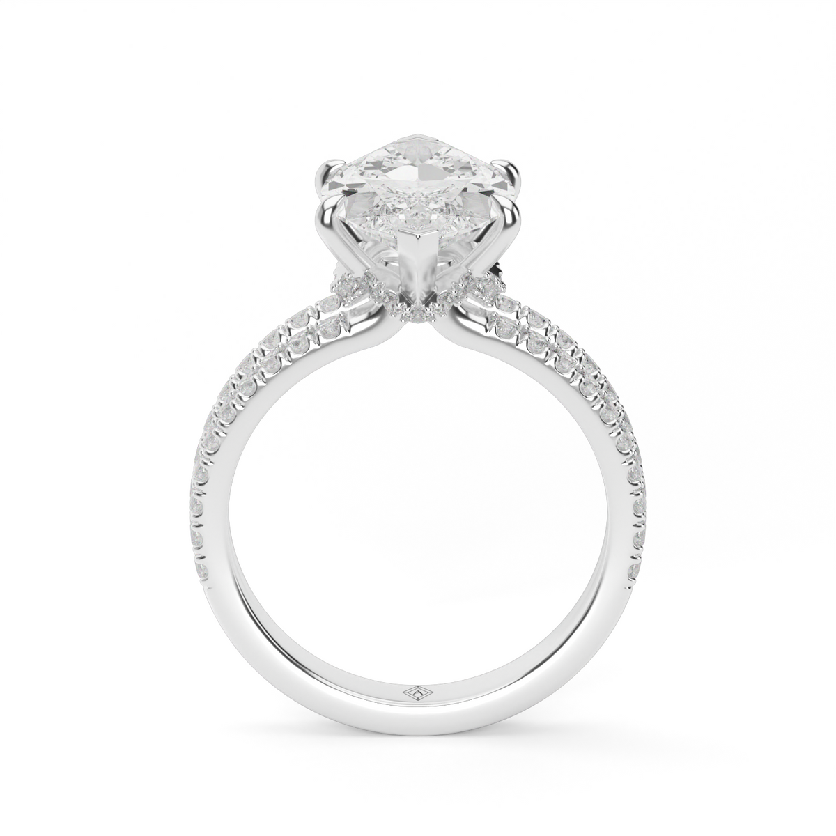 Split Shank   Pavé Engagement Ring — 14K White Gold / Marquise / Lab Diamond (image)