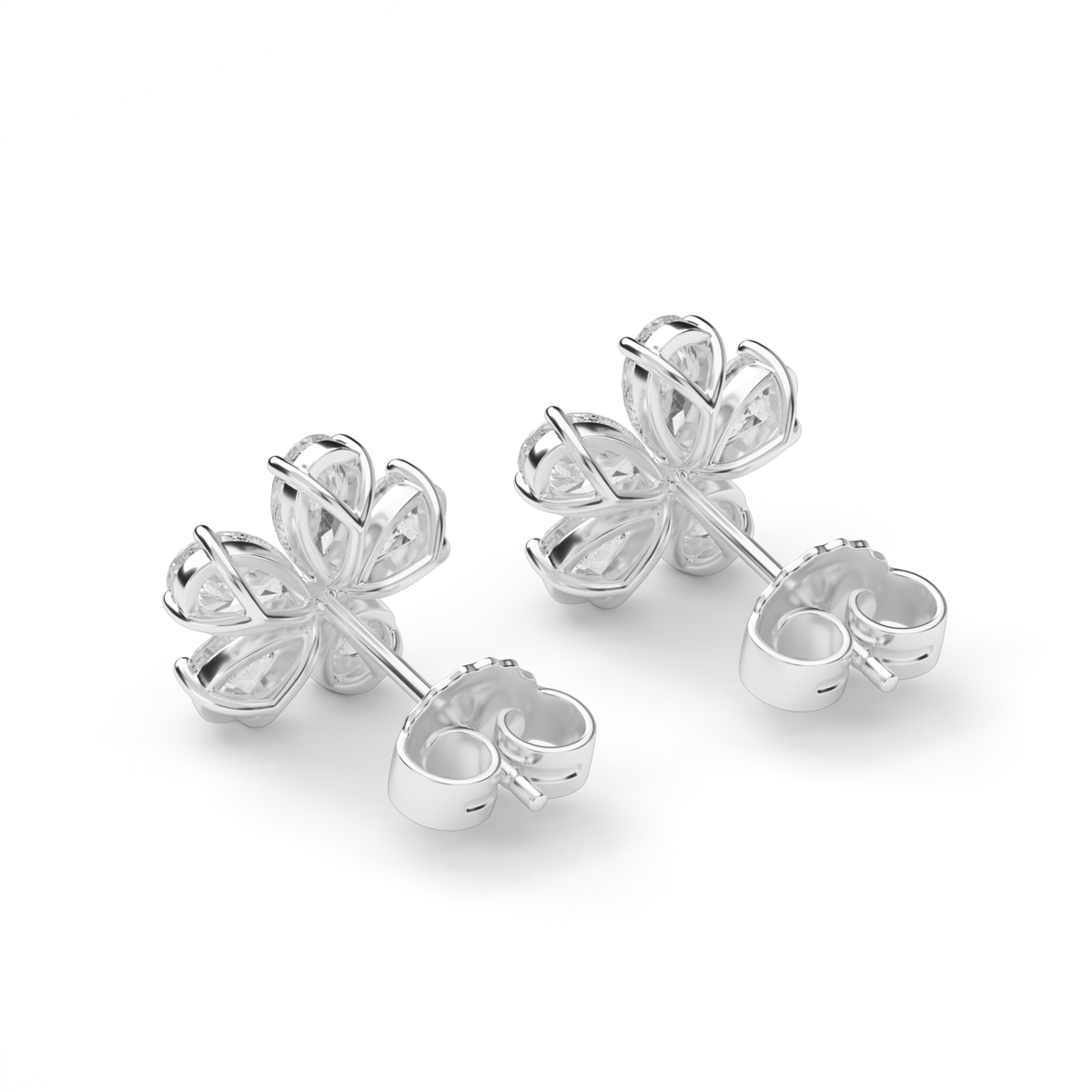 Floral-Inspired Pear-Shaped Diamond Earrings — 14K White Gold / Lab Diamond (image)