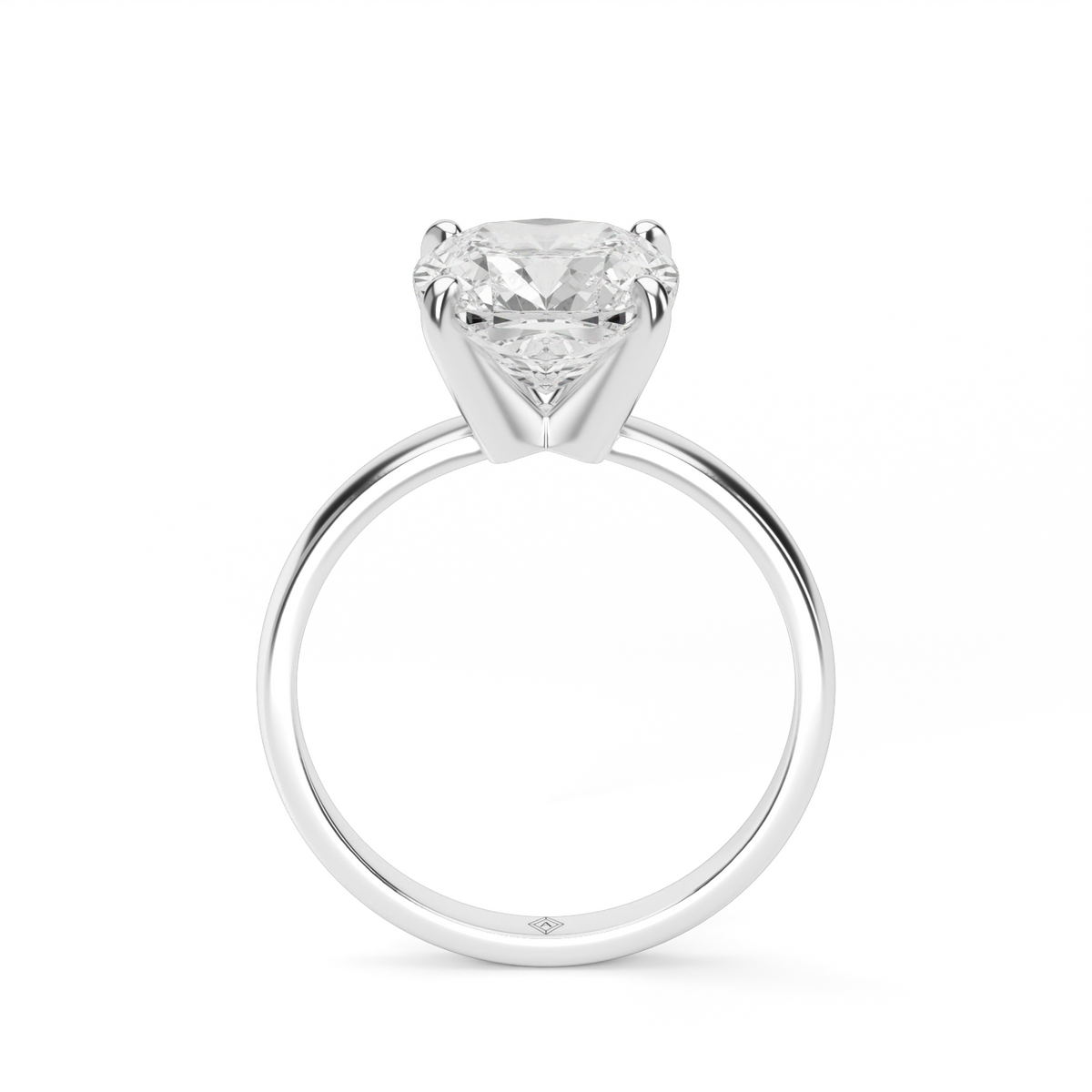 Comfort Fit Solitaire Engagement Ring (Six Prong) — 14K White Gold / Cushion (image)