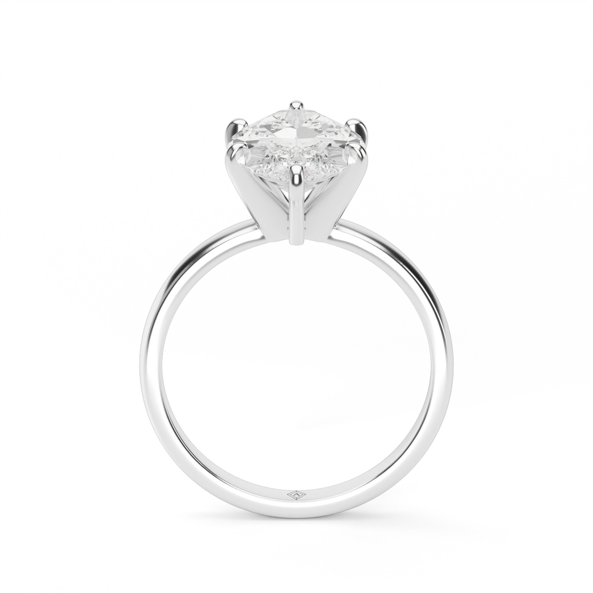 Comfort Fit Solitaire Engagement Ring (Six Prong) — 14K White Gold / Marquise (image)
