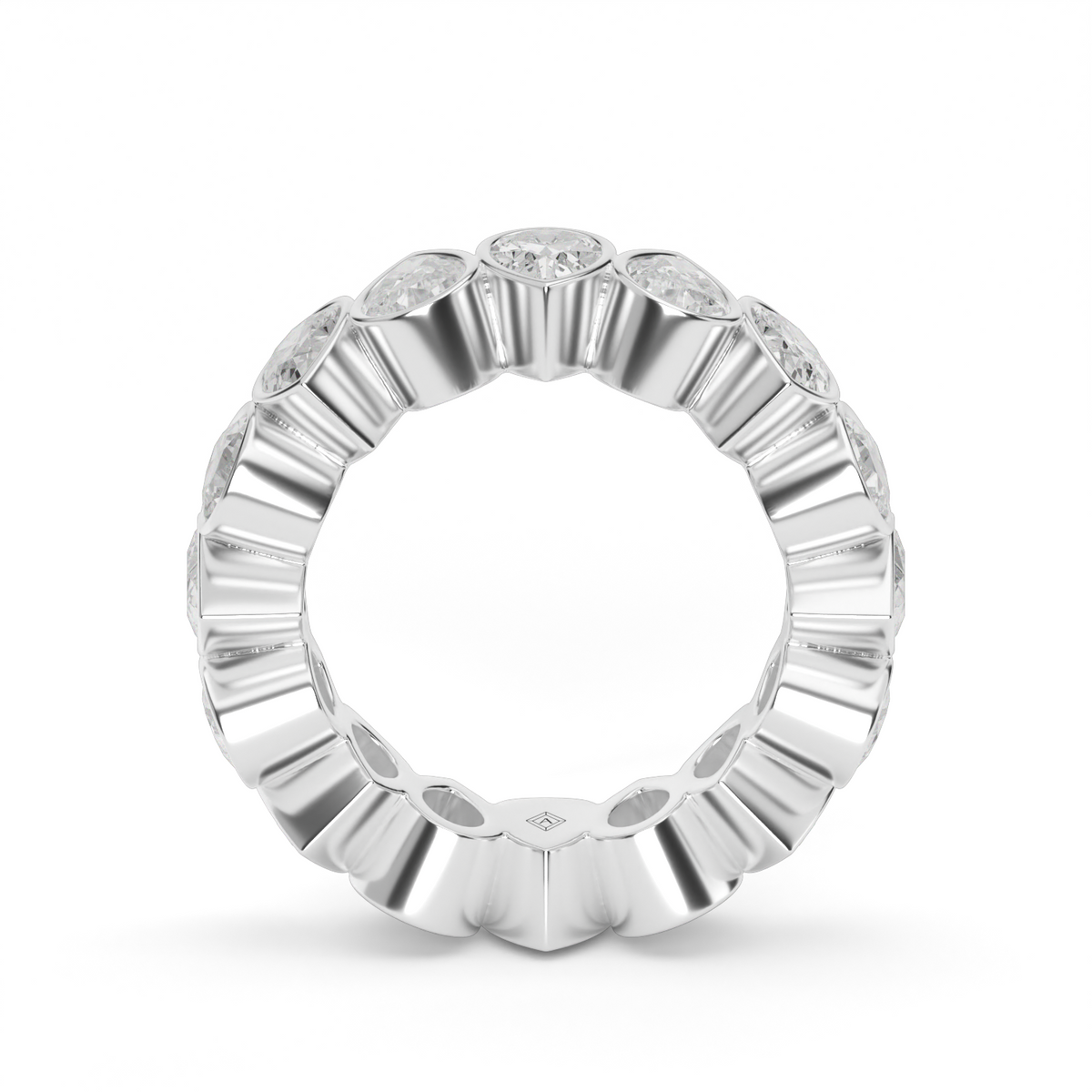 4.5 Ct Pear-Shaped Bezel Set Alternating Diamond Eternity Ring — 14K White Gold / Lab Diamond (image)