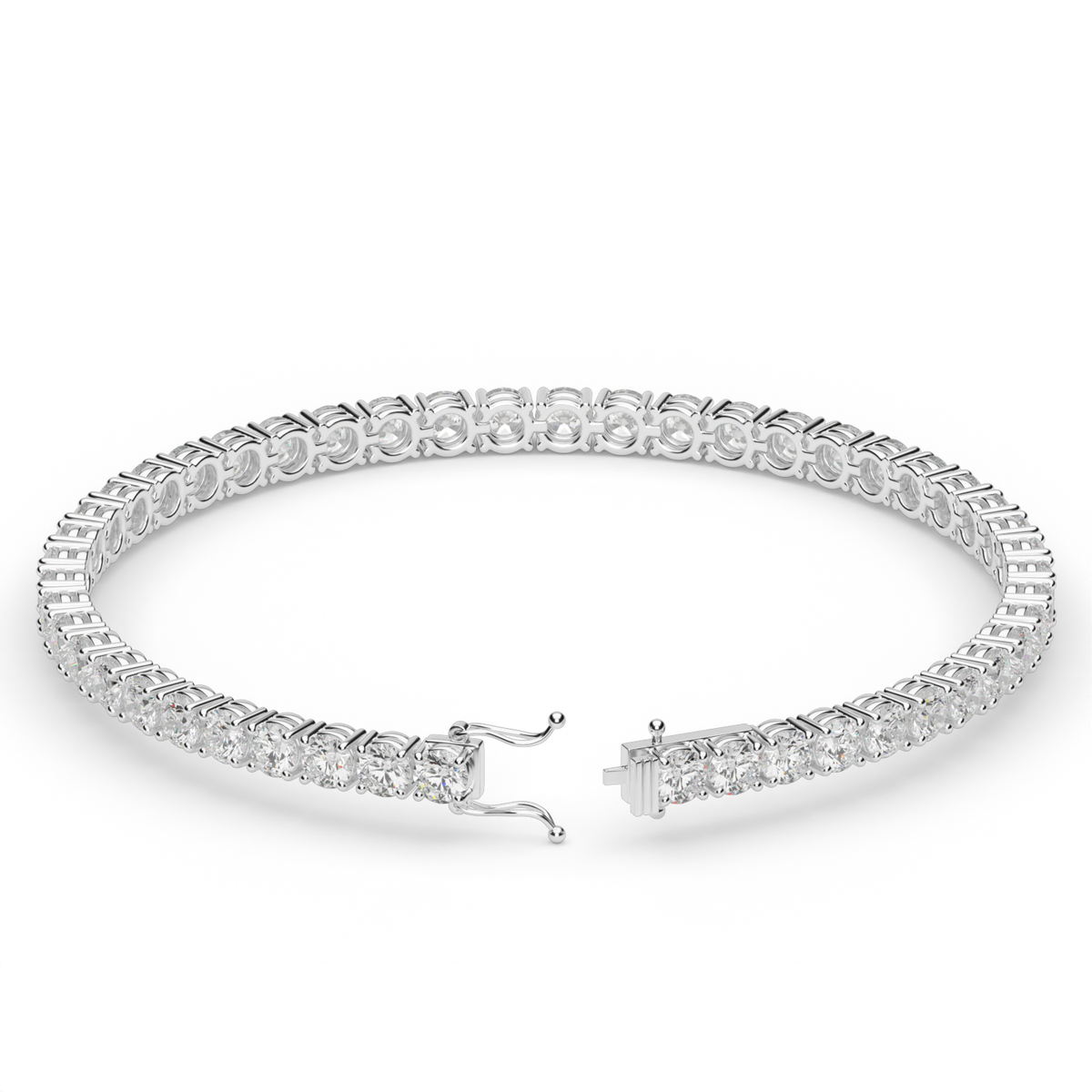 6 Carat Four Prong Diamond Tennis Bracelet — 14K White Gold / Lab Diamond (image)