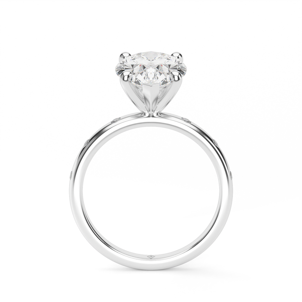 Modern Burnish-set Diamond Engagement Ring — 14K White Gold / Pear / Lab Diamond (image)