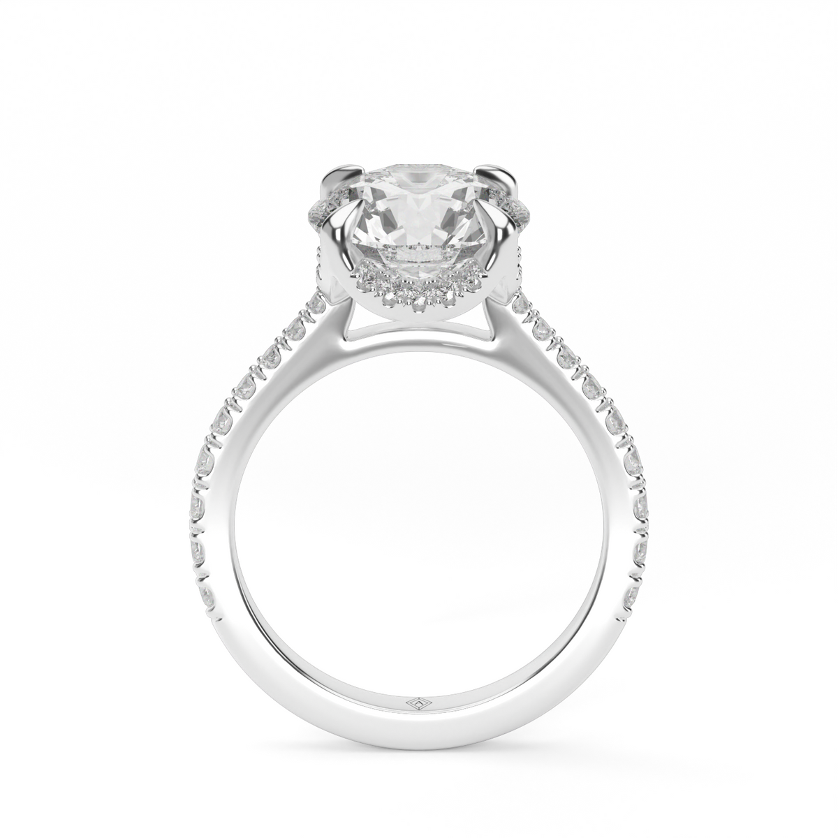 Hidden Halo Crown Engagement Ring — 14K White Gold / Round / Lab Diamond (image)