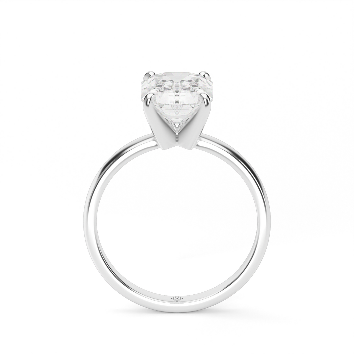 Comfort Fit Solitaire Engagement Ring (Six Prong) — 14K White Gold / Emerald (image)