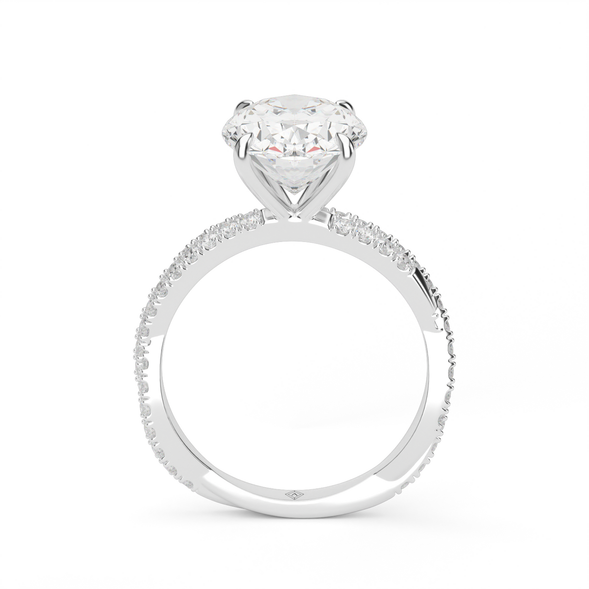 Pavé Twist Diamond Engagement Ring — 14K White Gold / Oval / Lab Diamond (image)