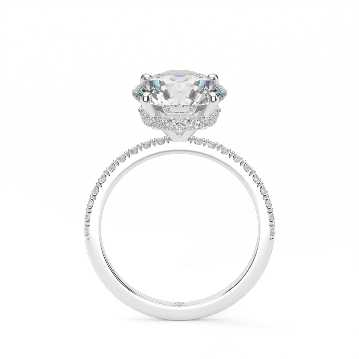 Hidden Halo Pavé Engagement Ring — 14K White Gold / Round / Lab Diamond (image)